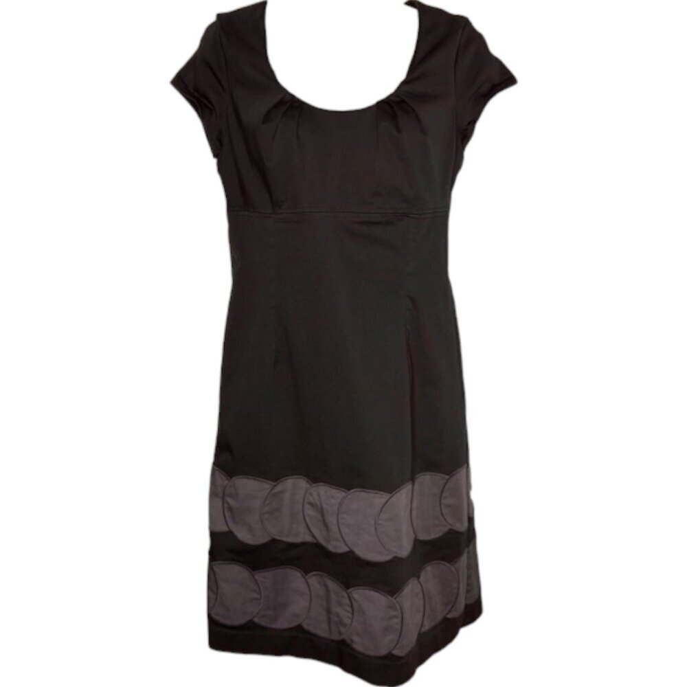 Boden Cap Sleeve Empire Waist Embellished Cotton Occasion Dress - Black/Gray - 6